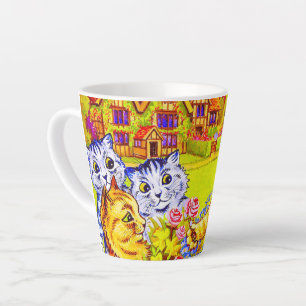 Tasse Latte Famille de chats dans le jardin
