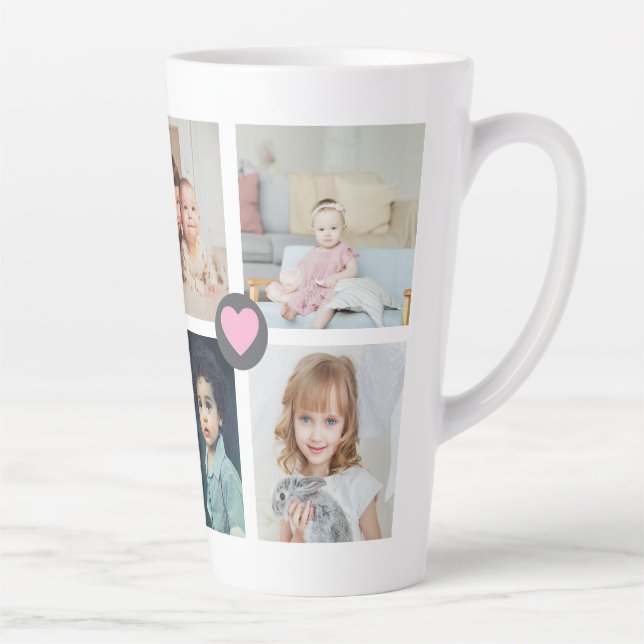 Tasse Latte Famille de collage de photos et de textes personna (Droite)