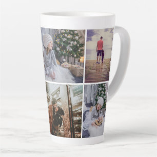 Tasse Latte Famille Moderne 6 Photo Collage Holiday