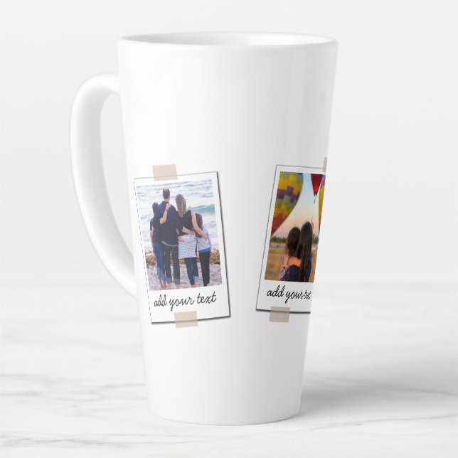 Tasse Latte Famille personnalisée 3 Photo Collage personnalisé (Angle gauche)