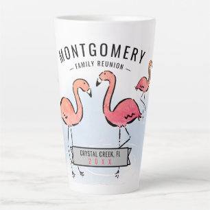 Tasse Latte Famille Réunion Tropical Rose Flamant rose Nom per