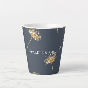 Tasse Latte Faux bleu marine et or Parties scintillant Dandeli