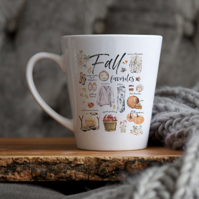 Tasse Latte Favoris tendance d'automne | Illustration aquarell (Créateur téléchargé)