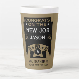 Tasse Latte Félicitations D'Or Pour Le Nouveau Travail