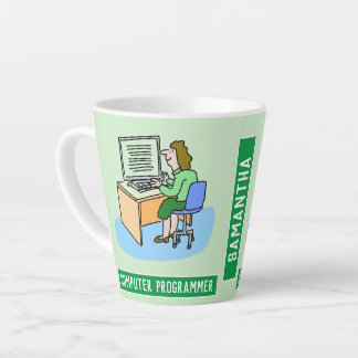 Tasse Latte Female Computer Programmer With Name Choice