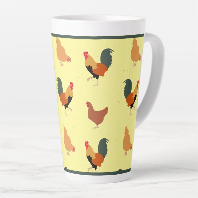 Tasse Latte Ferme de coqs et poules (Angle droit)