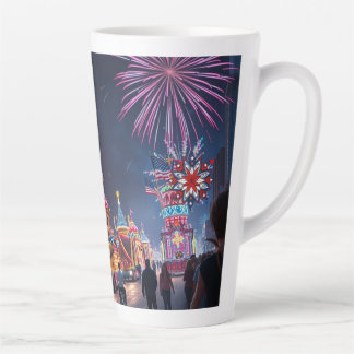 Tasse Latte Festive 4 juillet Fête américaine Feu d'artifice