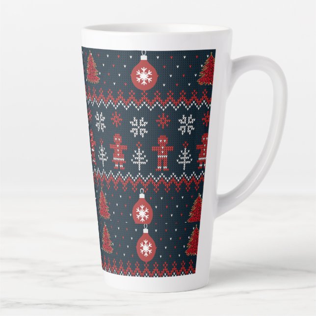 Tasse Latte Festive knitted ginger bread and snow flakes  (Droite)