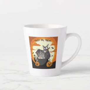 Tasse Latte Fête Chauve-souris Halloween Mignonne et Effrayant