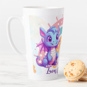 Tasse Latte Fête d'anniversaire licorne dinosaures arc-en-ciel
