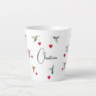 Tasse Latte Fête de la Saint-Valentin des colibris sur mesure