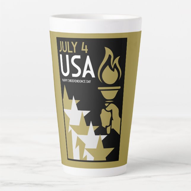 Tasse Latte Fête de l'Indépendance américaine (Devant)