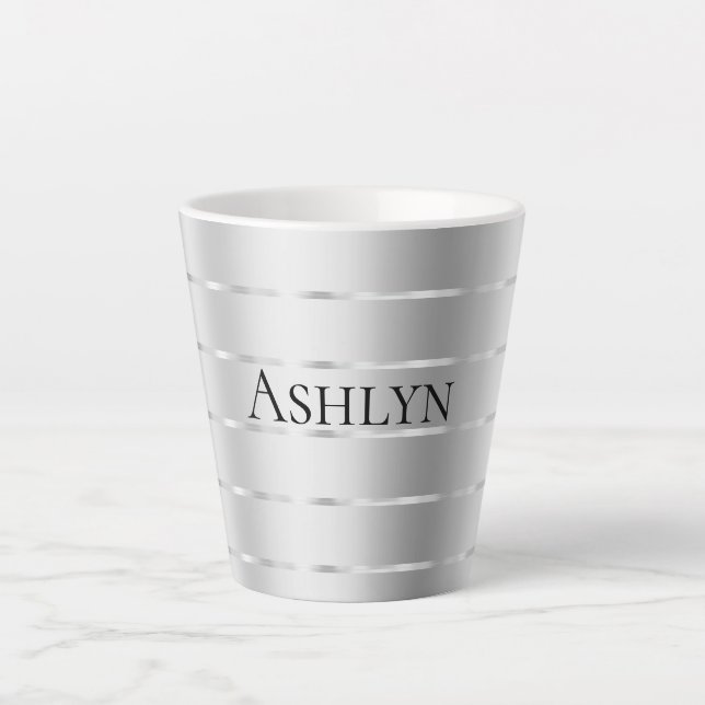 Tasse Latte Fête de mariage avec ruban argenté (Devant)