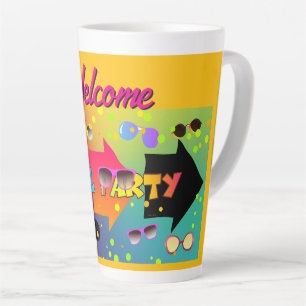 Tasse Latte Fête de Piscine Bienvenue Jaune