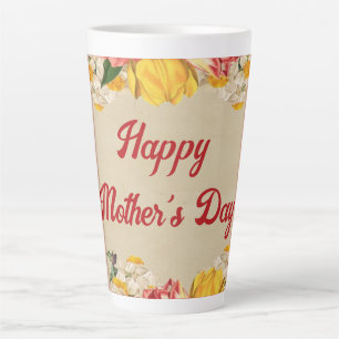 Tasse Latte Fête des mères 2024 avec Bright Floral