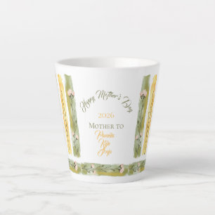 Tasse Latte Fête des mères 2026 Coups de pinceau Fleurs sauvag