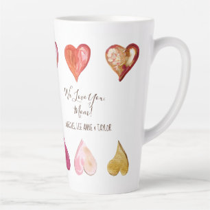 Tasse Latte Fête des mères Nous t'aimons Maman Coeurs modernes