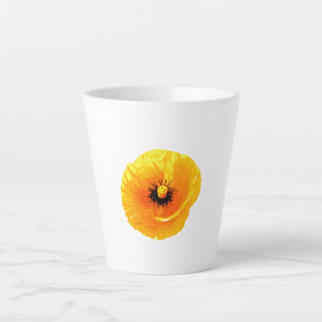 Tasse Latte Fête des mères Pavot jaune Fille florale Cadeau (Devant)