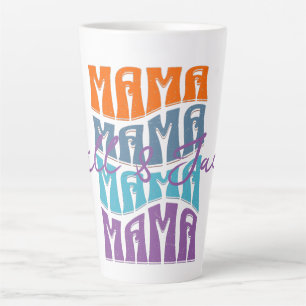 Tasse Latte Fête des mères Typographie colorée Mama Kids Nom