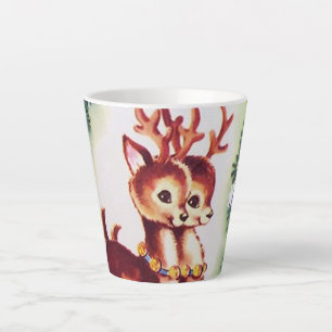 Tasse Latte Fête des rennes de Noël rétro vintage