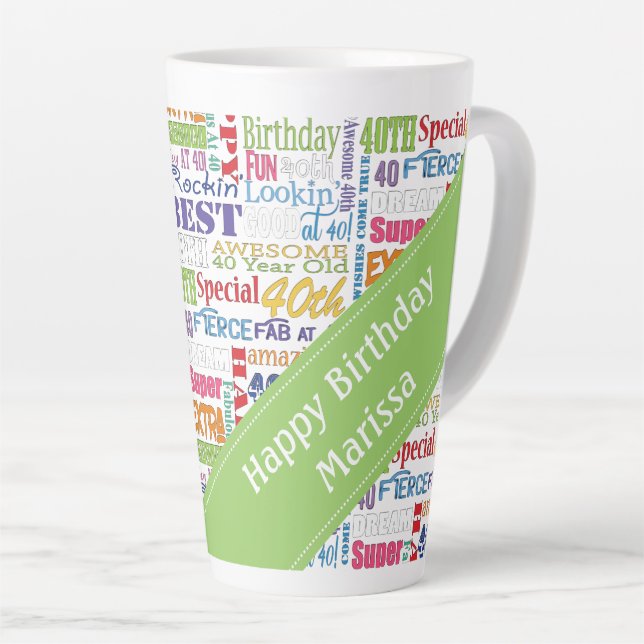Tasse Latte Fête du 40e anniversaire unique et spéciale (Angle droit)