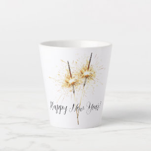 Tasse Latte Fête du Nouvel An en or avec cierges magiques