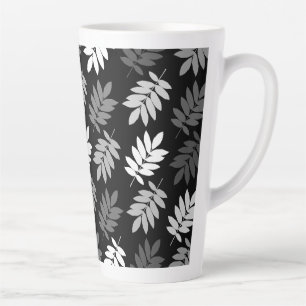 Tasse Latte Feuille aînée grand motif noir blanc gris