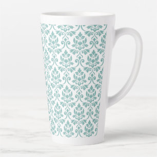 Tasse Latte Feuille Damask Motif Turquoise