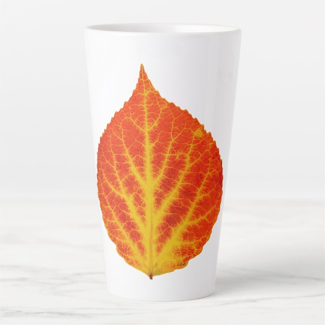 Tasse Latte Feuille d'Aspen rouge et jaune #10 (Devant)
