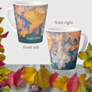 Tasse Latte Feuilles d'automne flottantes