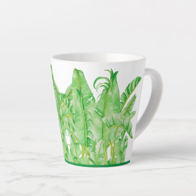 Tasse Latte Feuilles de bananes sur une petite boue en latte (Angle droit)
