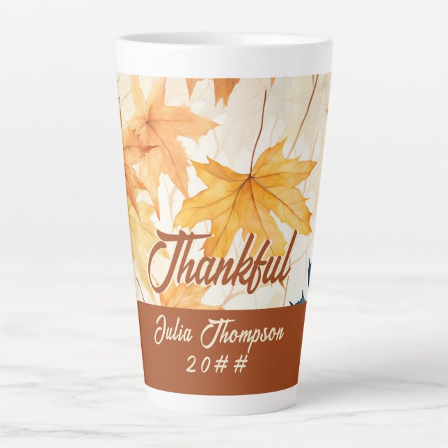 Tasse Latte Feuilles de l'érable Thanksgiving Brunch Dîner (Devant)