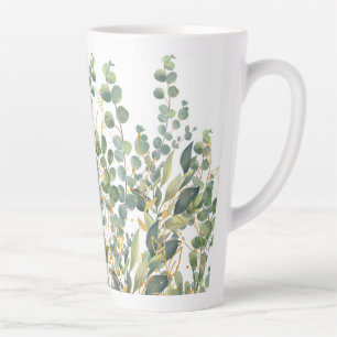 Tasse Latte Feuilles D'Eucalyptus Botanique Or Et Vert