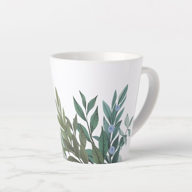Tasse Latte Feuilles Turquoises Contemporary Botanical Latte M (Angle droit)