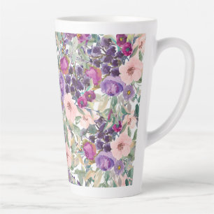 Tasse Latte Feuilles verts de l'âge rose rose vif