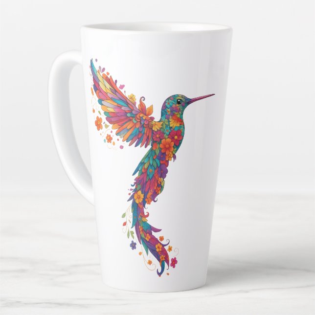 Tasse Latte Fierté des colibris arc-en-ciel (Angle gauche)