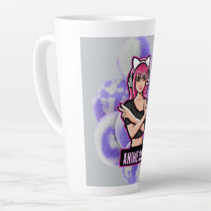 Tasse Latte Fille Anime – Conception de personnage moderne et 