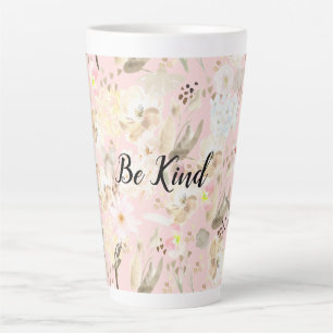 Tasse Latte Fille Blush Crème Rose Blanc Floral