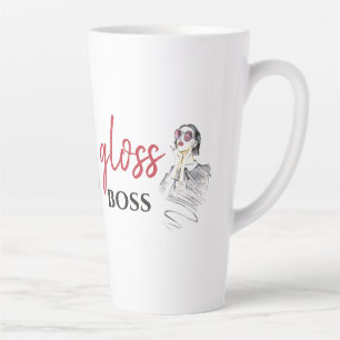 Tasse Latte Fille de boss brillant moderne Black Red Funny Wor