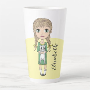 Tasse Latte Fille mignonne avec chat Personnalisée Tall Latte
