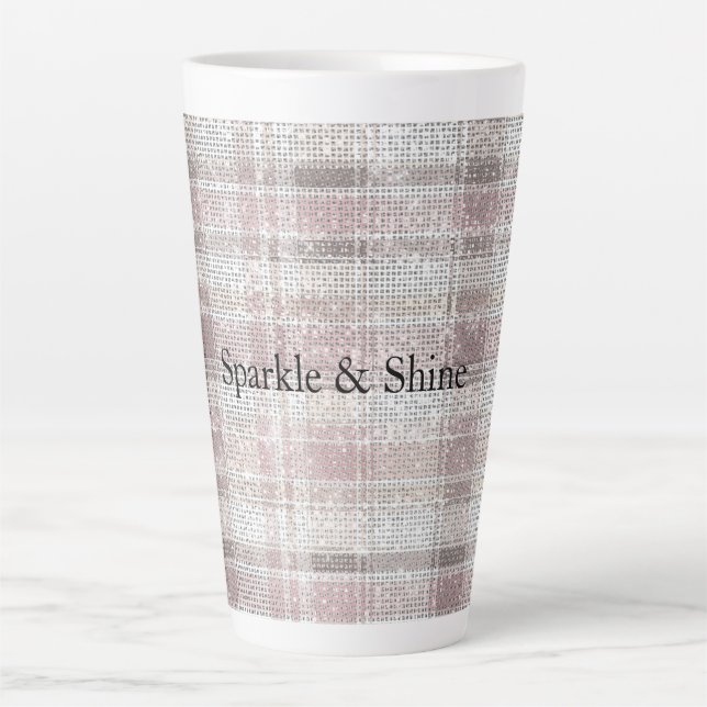 Tasse Latte Fille Pink Plaid Sparkle (Devant)