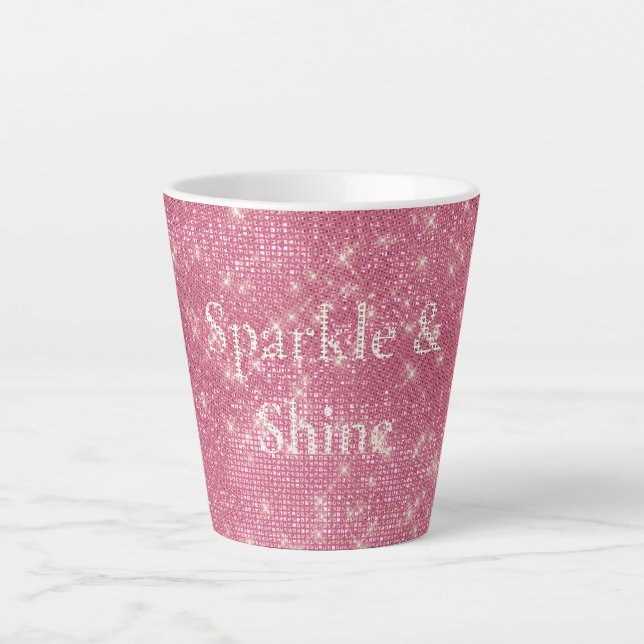Tasse Latte Fille rose Glitzy Étincelle (Devant)