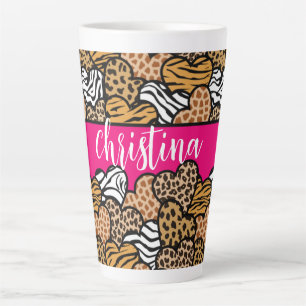 Tasse Latte Fille Rose Joueuse Coeurs Posters de animaux Nom
