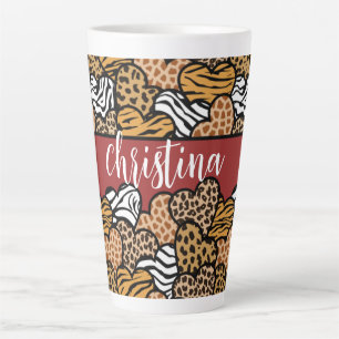 Tasse Latte Fille Rouge Joueuse Coeurs Posters de animaux Nom