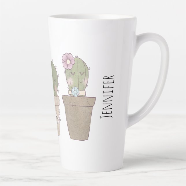 Tasse Latte Filles Cactus mignonnes Portant Des Bijoux (Droite)