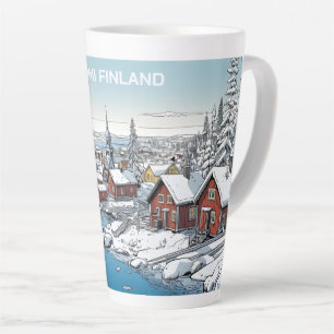 Tasse Latte Finlande Illustration hivernale