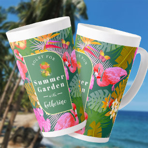 Tasse Latte Flamant rose Garden Vert foncé