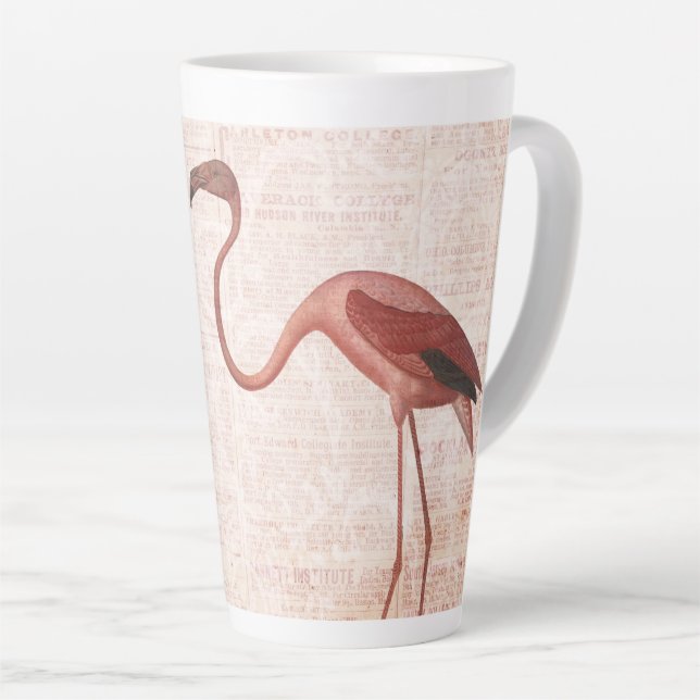 Tasse Latte Flamant rose rose vintage  (Angle droit)