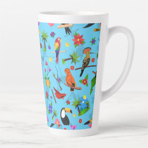 Tasse Latte Flamant rose Toucan Et Arara Motif Oiseaux Sans Me