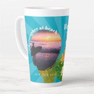 Tasse Latte Flamant rose Tropical Memories Photo Azure